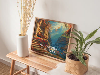 Matthiessen State Park Landscape Poster | Oglesby, Illinois Framed or Unframed Vacation Wall Art — 20x16 in
