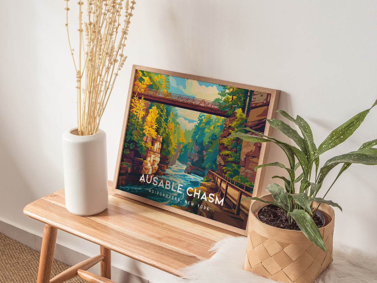 Ausable Chasm, Adirondacks, New York Landscape Poster | Travel Wall Art — 20x16 in