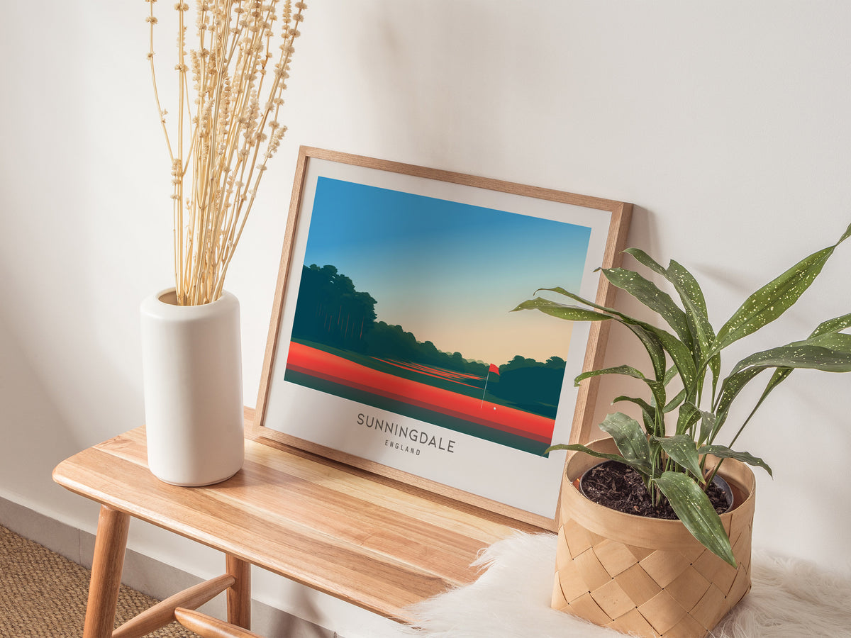 Sunningdale Landscape Matte Border Poster | England Travel Wall Art — 20x16 in