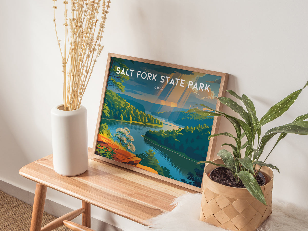 Salt Fork State Park Landscape Poster | Ohio Framed or Unframed Travel Gift Wall Art — 20x16 in