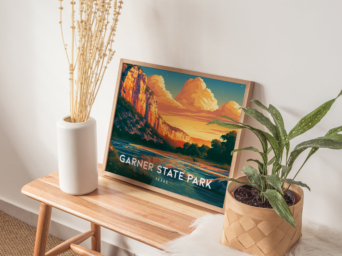 Garner State Park, Texas Landscape Poster | Frio River Travel Wall Art — 20x16 in