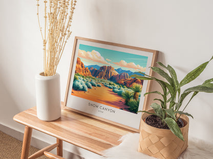 Snow Canyon Landscape Matte Border Poster | Utah Vacation Wall Art — 20x16 in