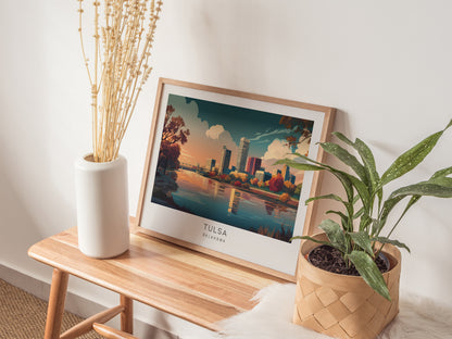 Tulsa Landscape Matte Border Poster | Oklahoma Travel Wall Art — 20x16 in