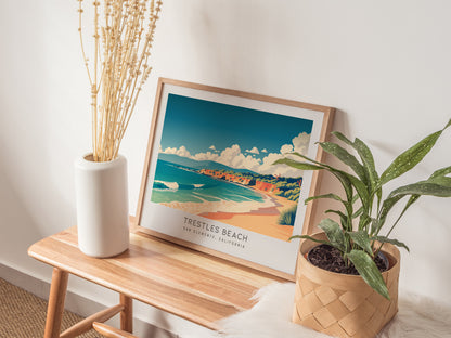 Trestles Beach Landscape Matte Border Poster | San Clemente, California Vacation Wall Art — 20x16 in