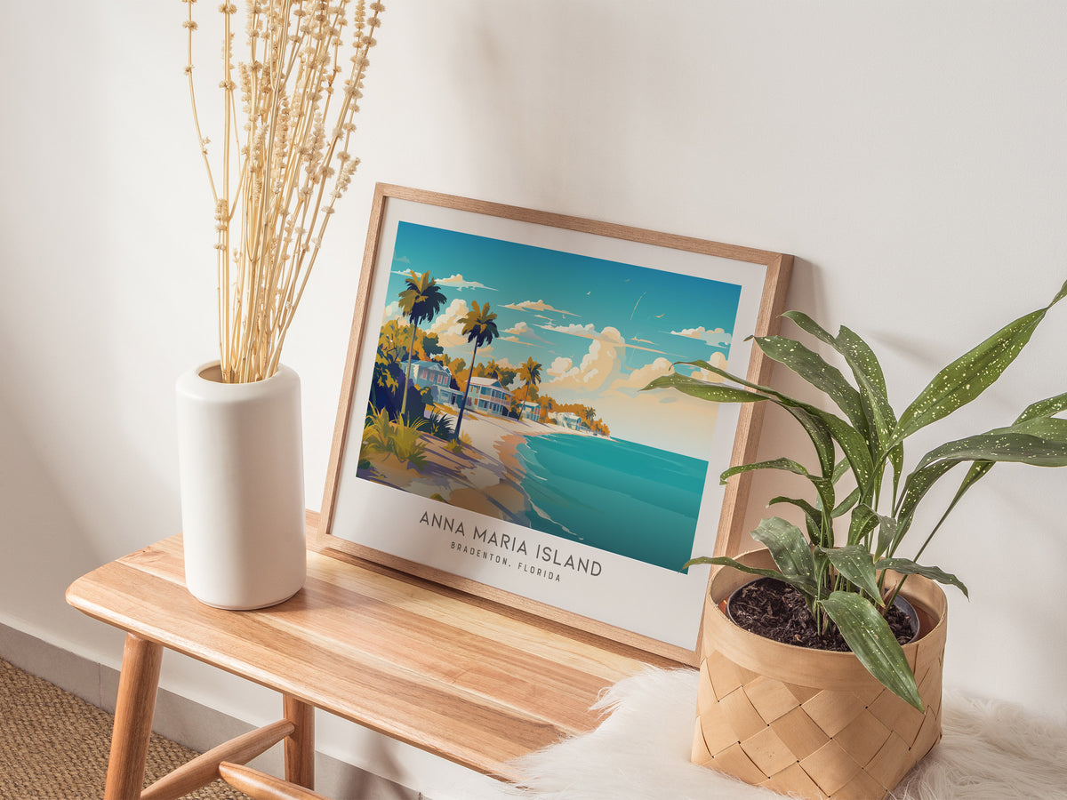 Anna Maria Island Landscape Matte Border Poster | Bradenton, Florida Coastal Beach Decor — 20x16 in