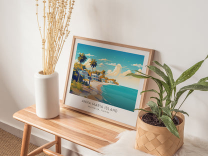 Anna Maria Island Landscape Matte Border Poster | Bradenton, Florida Coastal Beach Decor — 20x16 in