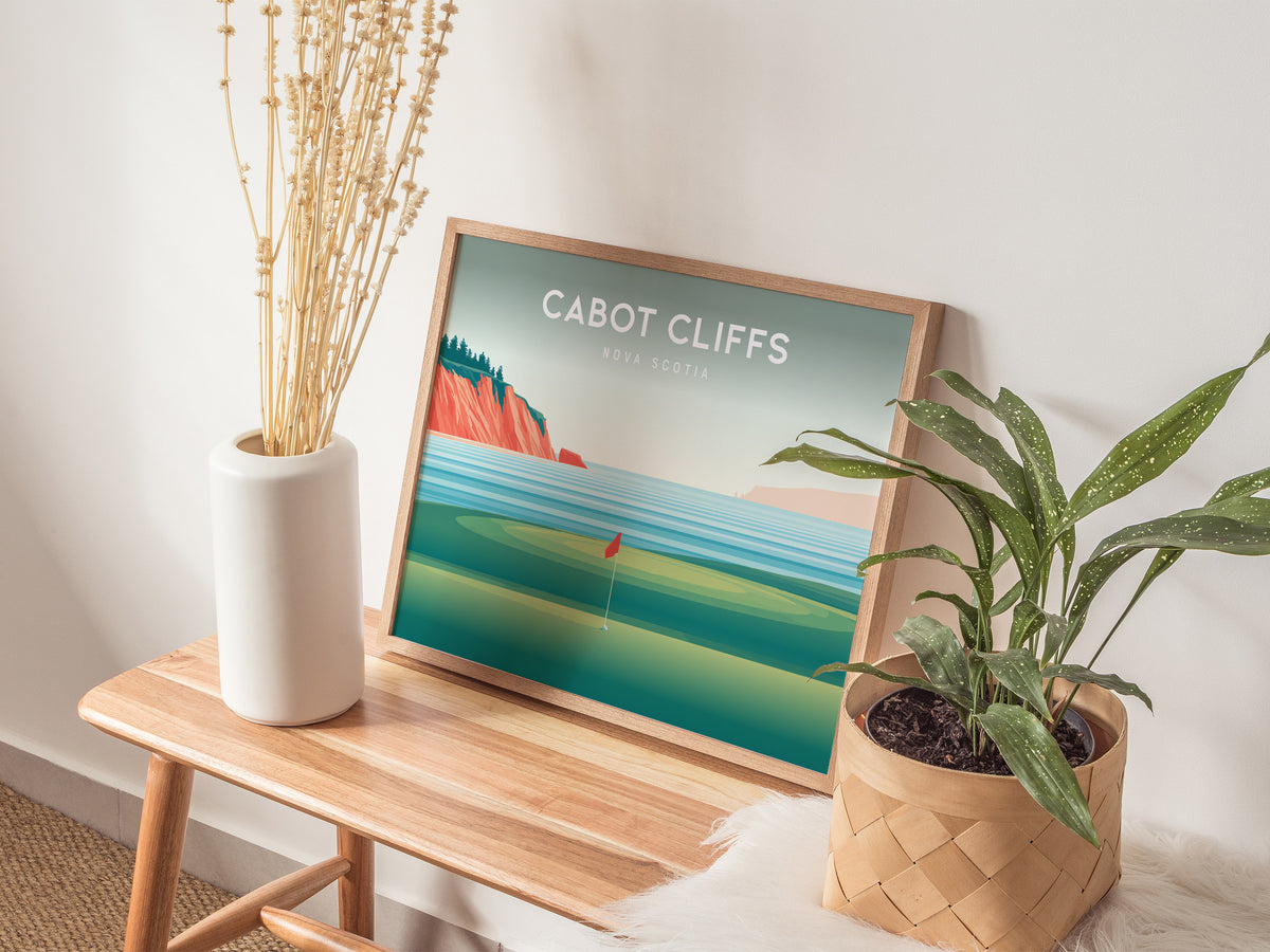 Cabot Cliffs Landscape Poster | Nova Scotia Golf Course Print Framed or Unframed Wall Art — 20x16 in