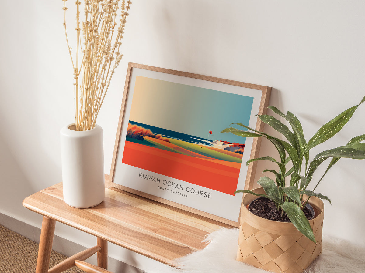 Kiawah Ocean Course Landscape Matte Border Poster | South Carolina Golf Course Print & Country Club Decor — 20x16 in