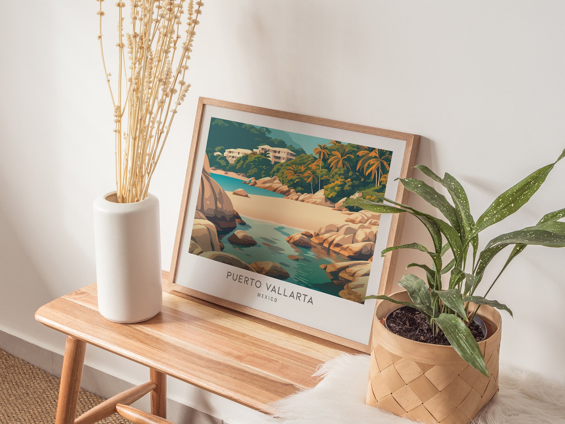 Puerto Vallarta Landscape Matte Border Poster | Travel Wall Art — 20x16 in