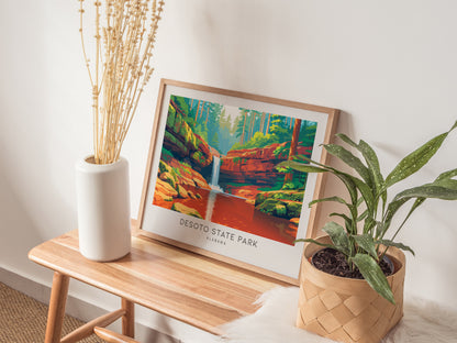 DeSoto State Park Landscape Matte Border Poster | Alabama Travel Gift Framed or Unframed — 20x16 in