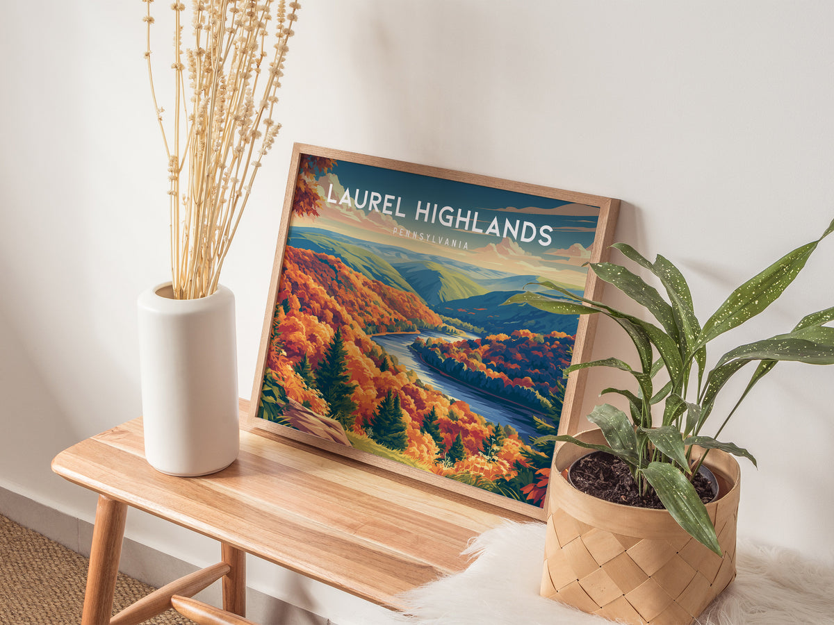 Laurel Highlands Landscape Poster | Pennsylvania Travel Gift Mountain Wall Art — 20x16 in