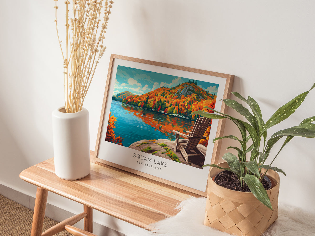 Squam Lake Landscape Matte Border Poster | New Hampshire Destination Print — 20x16 in