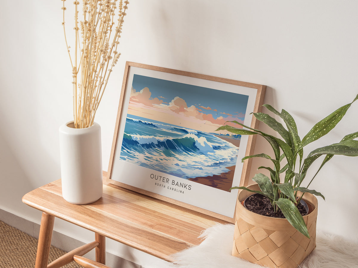 Outer Banks Landscape Matte Border Poster | North Carolina Travel Wall Art — 20x16 in
