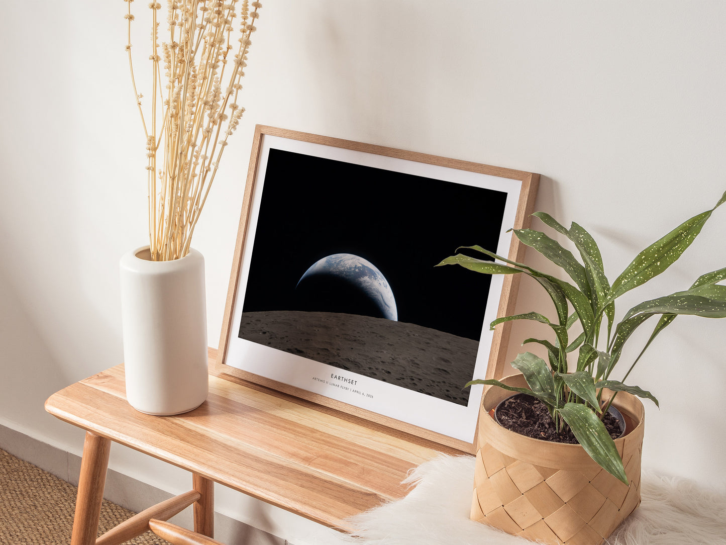 Earthset Landscape Poster | NASA Artemis II Lunar Flyby Space Photography Wall Art — 20x16 in