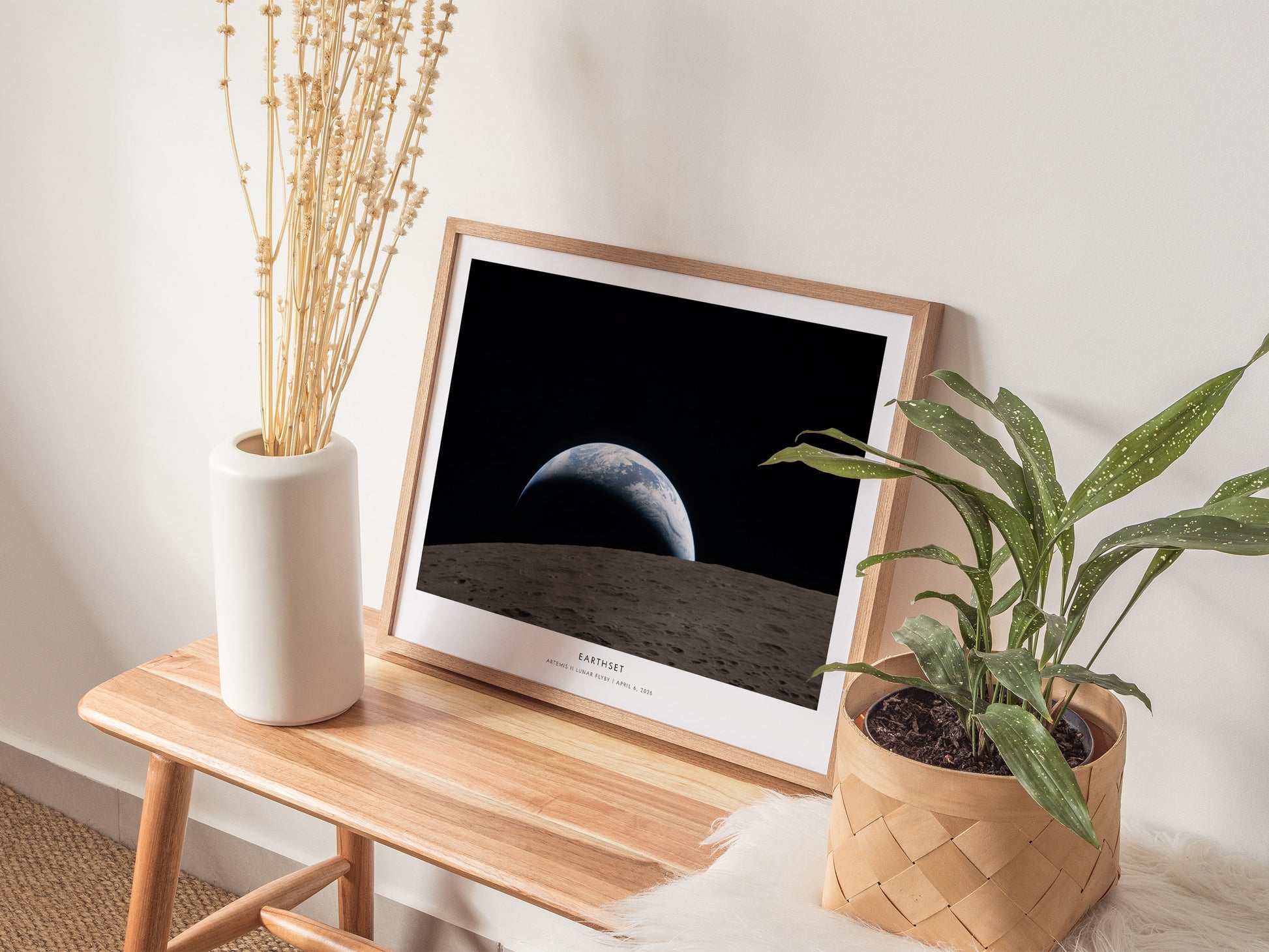 Earthset Landscape Poster | NASA Artemis II Lunar Flyby Space Photography Wall Art — 20x16 in