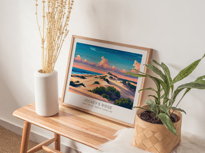 Jockey's Ridge Landscape Matte Border Poster | Nags Head, North Carolina Vacation Wall Art — 20x16 in