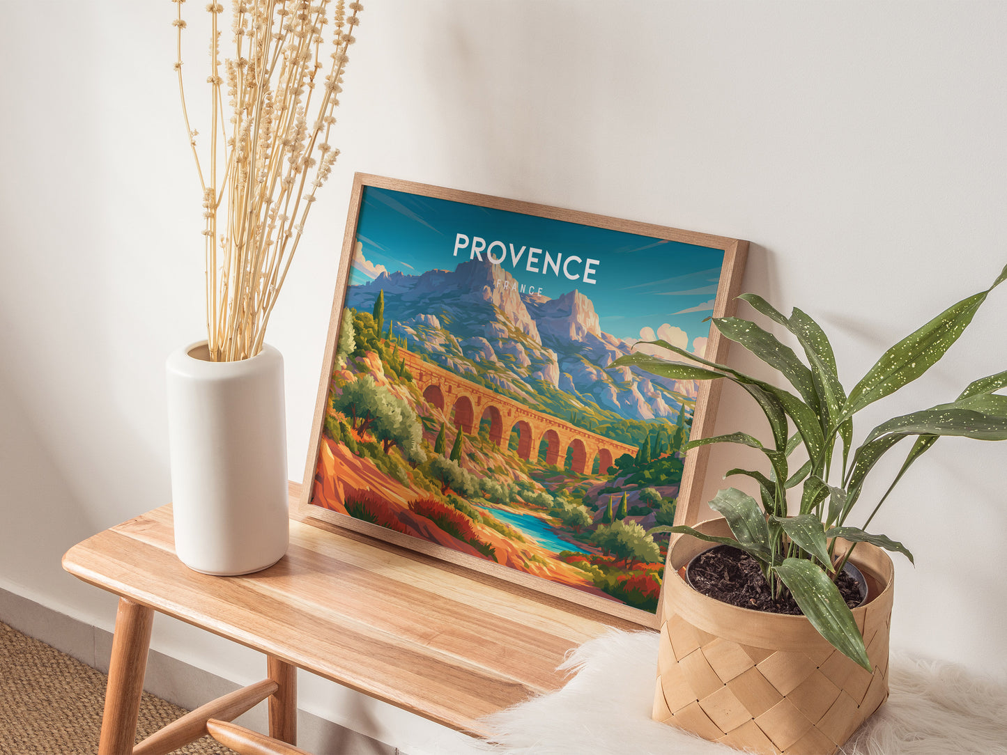 Provence, France Landscape Poster | Rolling Countryside Destination Print Wall Art — 20x16 in