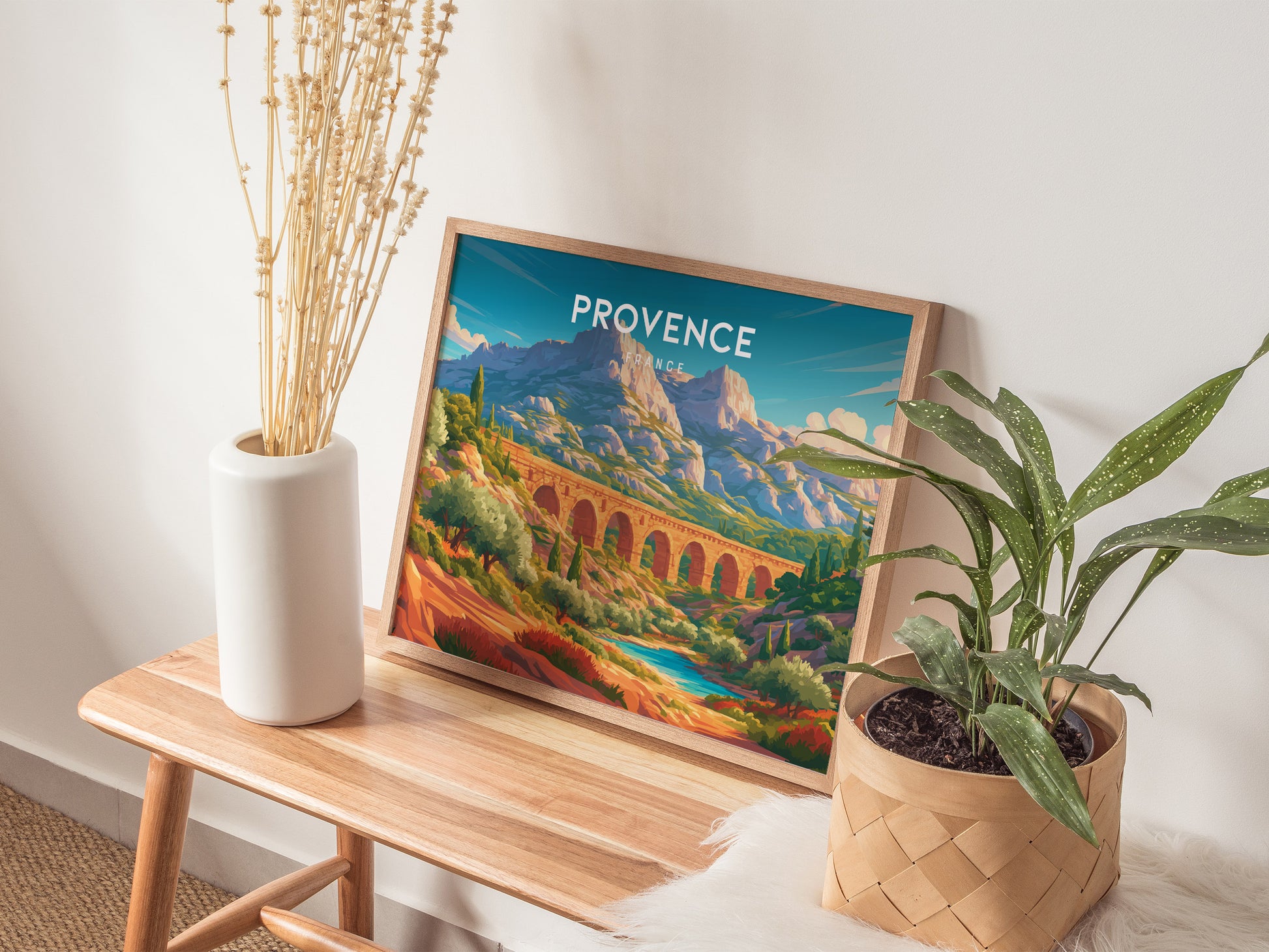 Provence, France Landscape Poster | Rolling Countryside Destination Print Wall Art — 20x16 in
