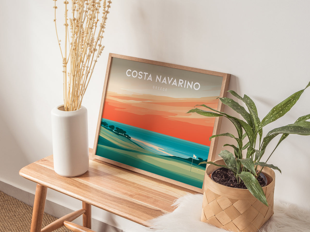 Costa Navarino Landscape Poster | Greece Seaside Golf Course Framed or Unframed Wall Art — 20x16 in