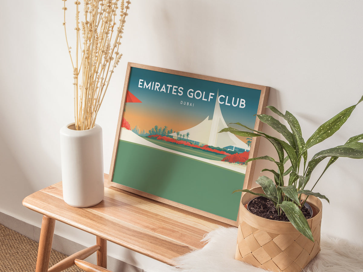 Emirates Golf Club Landscape Poster | Dubai Links Poster & Country Club Decor Wall Art — 20x16 in