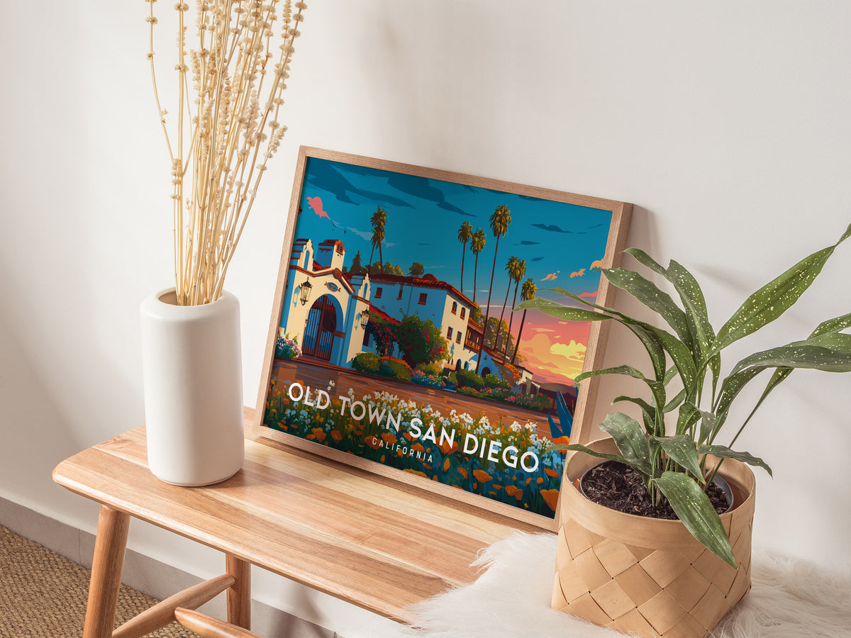 Old Town San Diego Landscape Poster | California Vacation Wall Art — 20x16 in