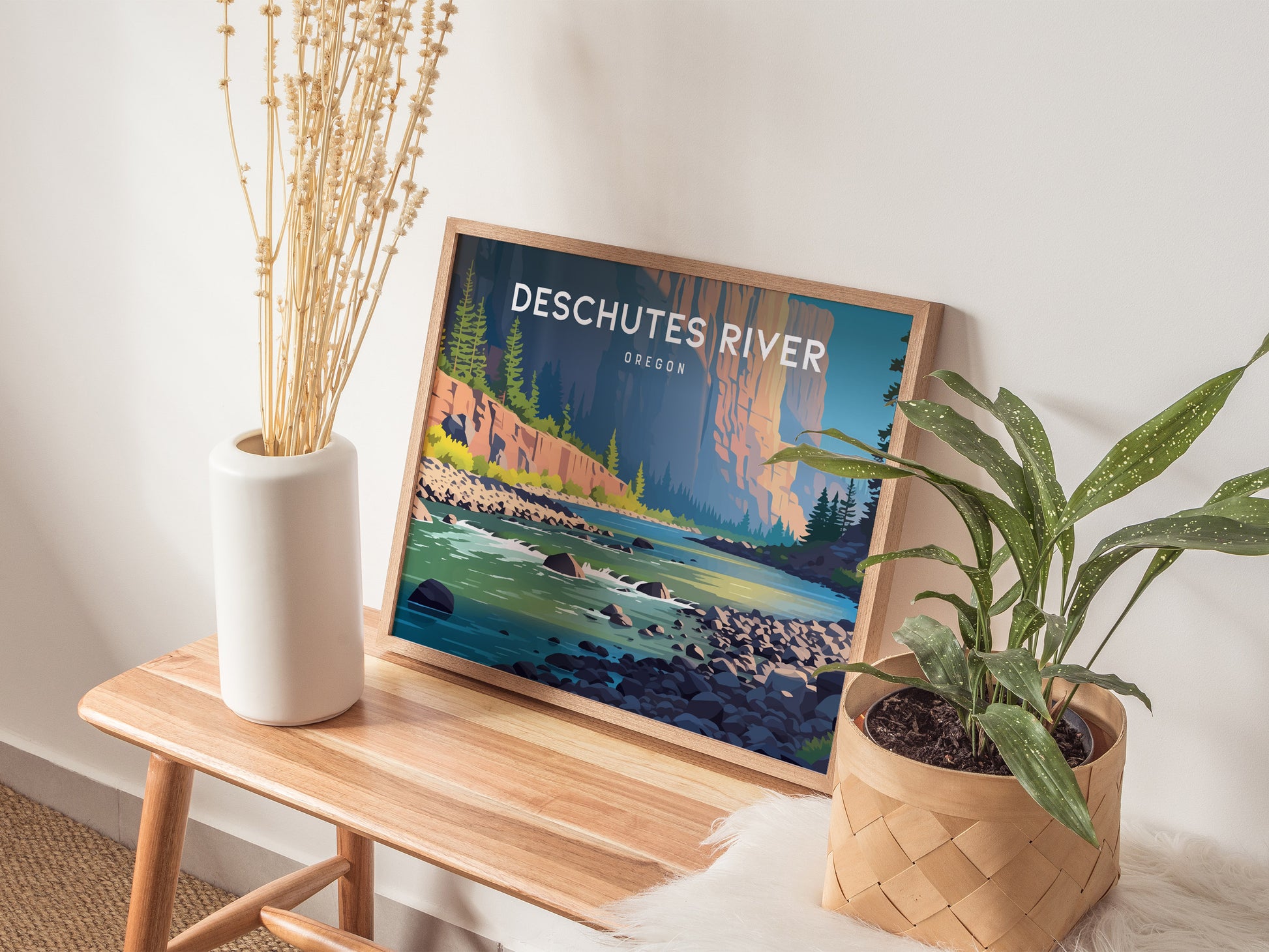 Deschutes River, Oregon Landscape Poster | Destination Print Travel Gift Wall Art — 20x16 in