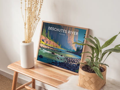 Deschutes River, Oregon Landscape Poster | Destination Print Travel Gift Wall Art — 20x16 in