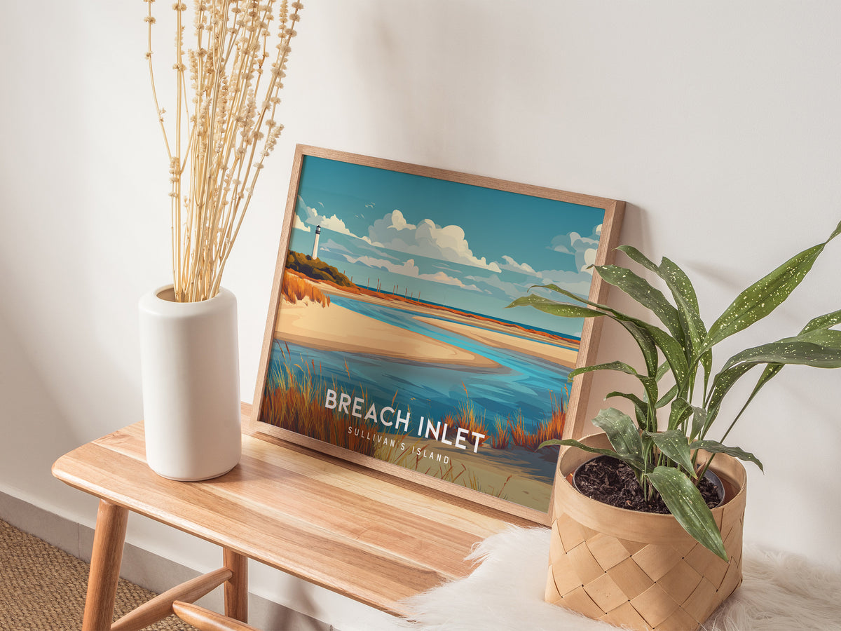 Breach Inlet Landscape Poster | Sullivan's Island Tropical Beach Print Wall Art — 20x16 in
