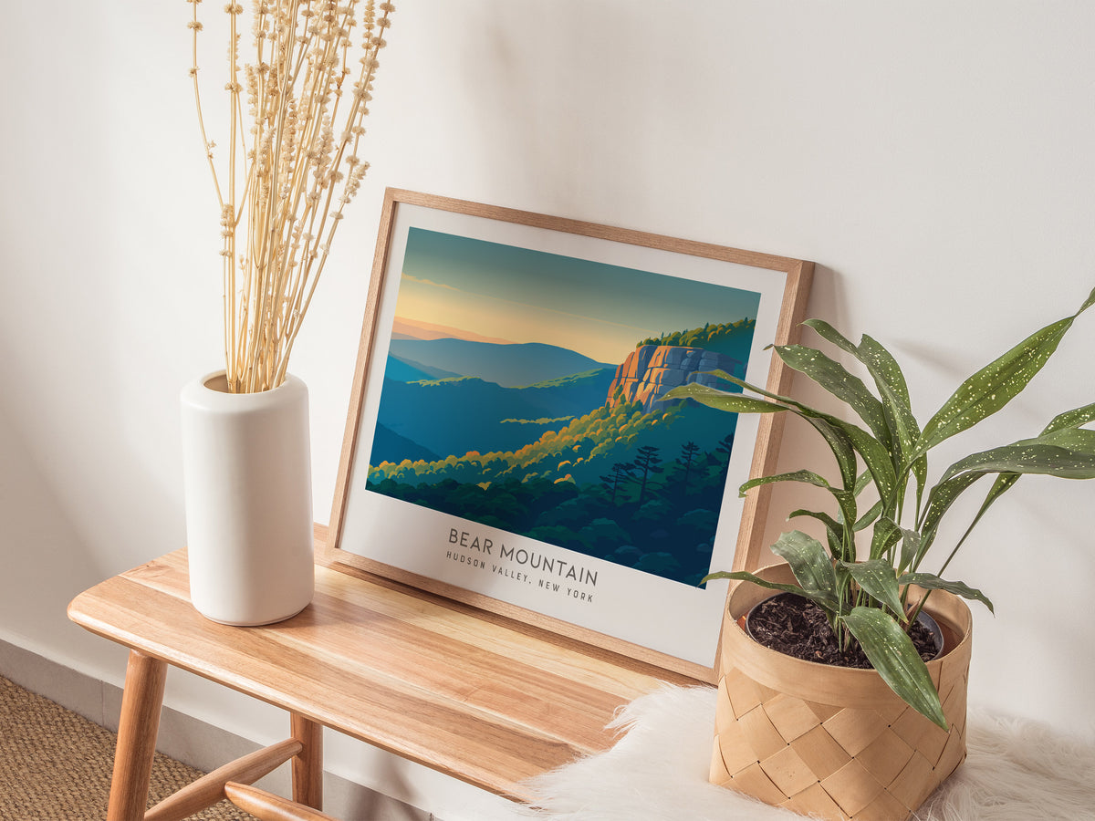 Bear Mountain Landscape Matte Border Poster | Hudson Valley, New York Travel Wall Art — 20x16 in
