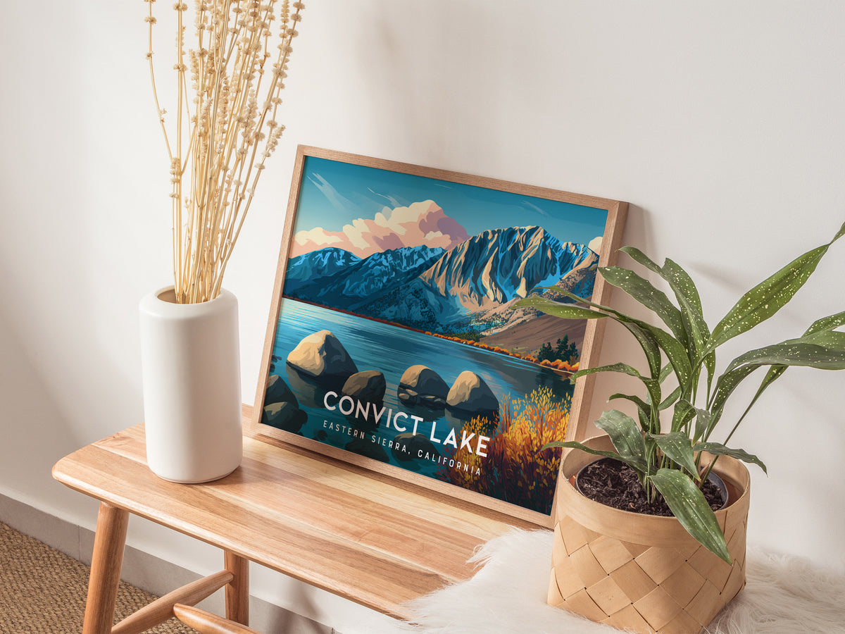Convict Lake Landscape, Eastern Sierra, California Poster | Framed or Unframed Alpine Art Print — 20x16 in