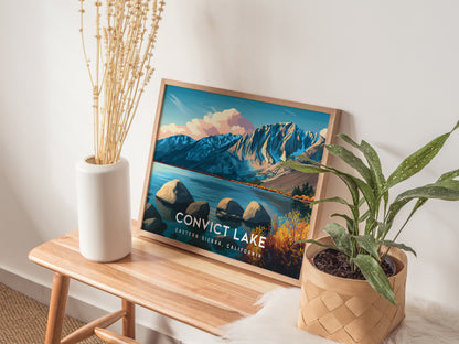 Convict Lake Landscape, Eastern Sierra, California Poster | Framed or Unframed Alpine Art Print — 20x16 in