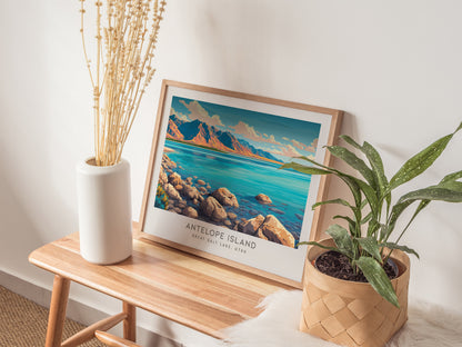 Antelope Island Landscape Matte Border Poster | Great Salt Lake, Utah Destination Print — 20x16 in