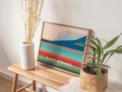 Banff Springs, Alberta Landscape Poster | Links Poster & Framed or Unframed Wall Art — 20x16 in