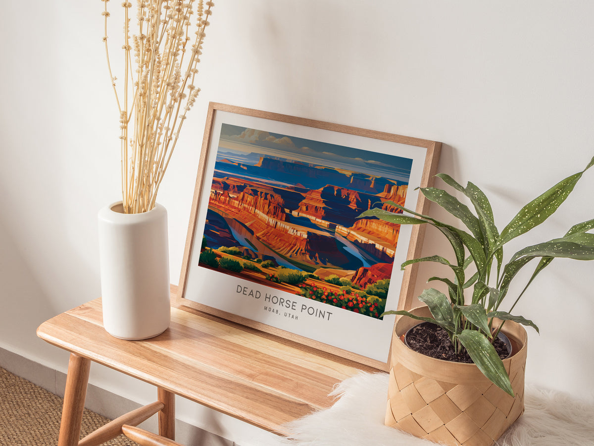 Dead Horse Point Landscape Matte Border Poster | Moab, Utah Travel Wall Art — 20x16 in