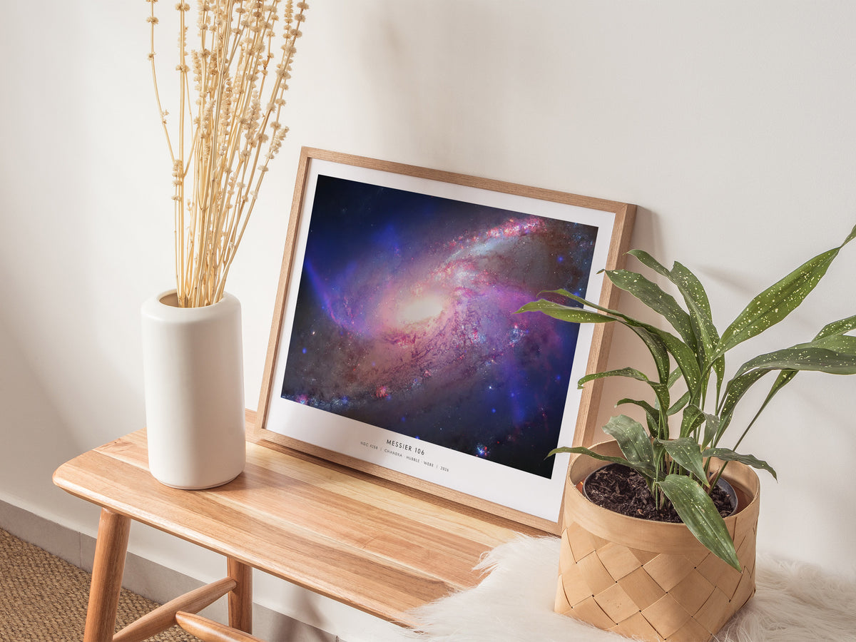Messier 106 Landscape Poster | NGC 4258 Galaxy Wall Art NASA Space Photography — 20x16 in