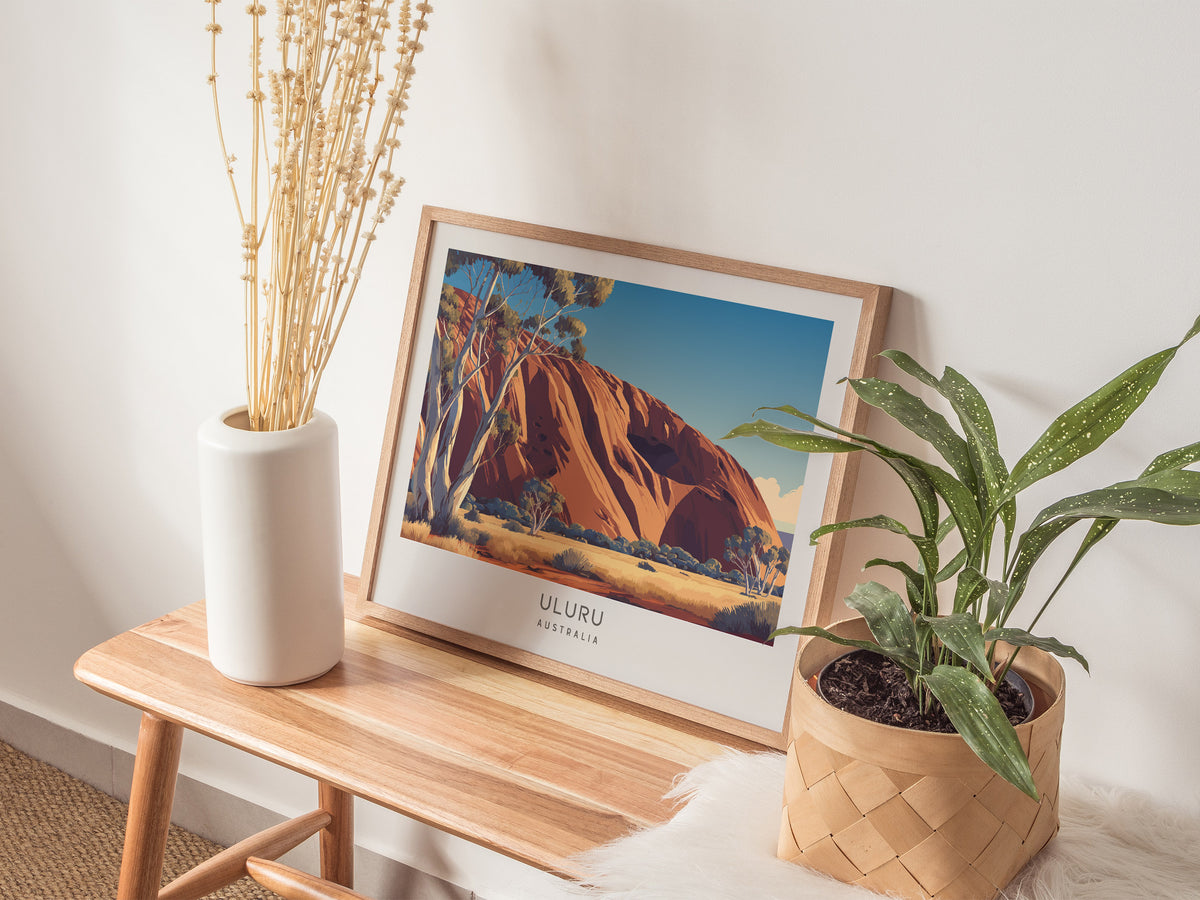 Uluru Landscape Matte Border Poster | Australia Vacation Wall Art — 20x16 in