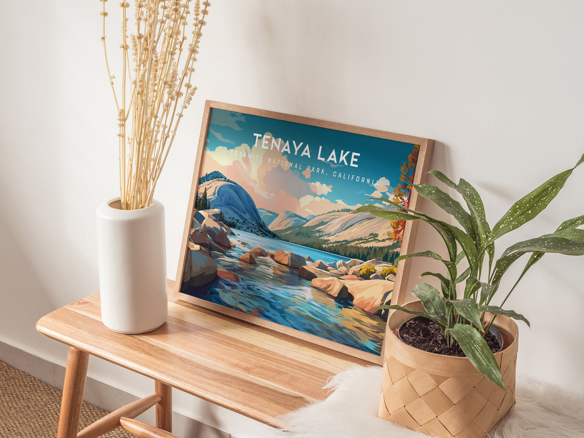 Tenaya Lake Landscape Poster | Yosemite National Park, California Travel Wall Art — 20x16 in