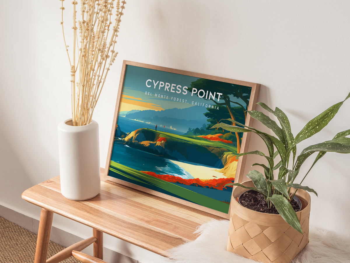 Cypress Point Landscape Poster | Del Monte Forest, California Golf Wall Art Framed or Unframed — 20x16 in