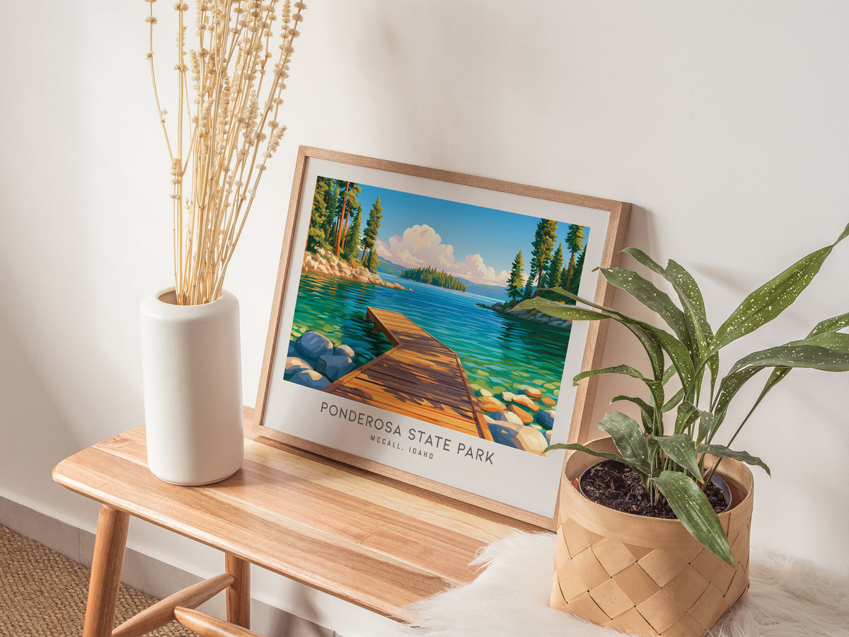 Ponderosa State Park Landscape Matte Border Poster | Mccall, Idaho Travel Gift Wall Art — 20x16 in