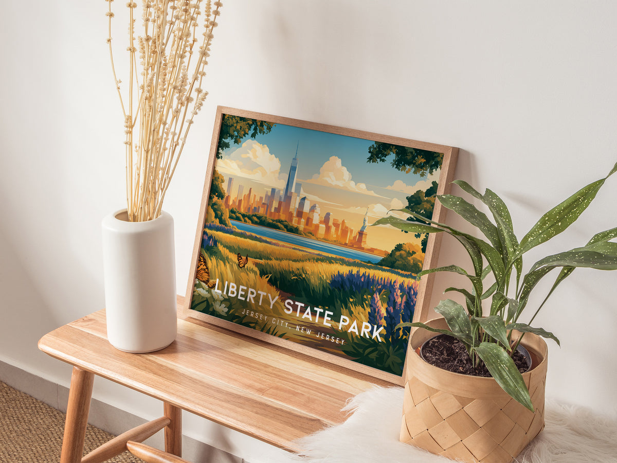 Liberty State Park Landscape Poster | Jersey City, New Jersey Vacation Wall Art — 20x16 in