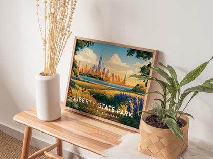 Liberty State Park Landscape Poster | Jersey City, New Jersey Vacation Wall Art — 20x16 in