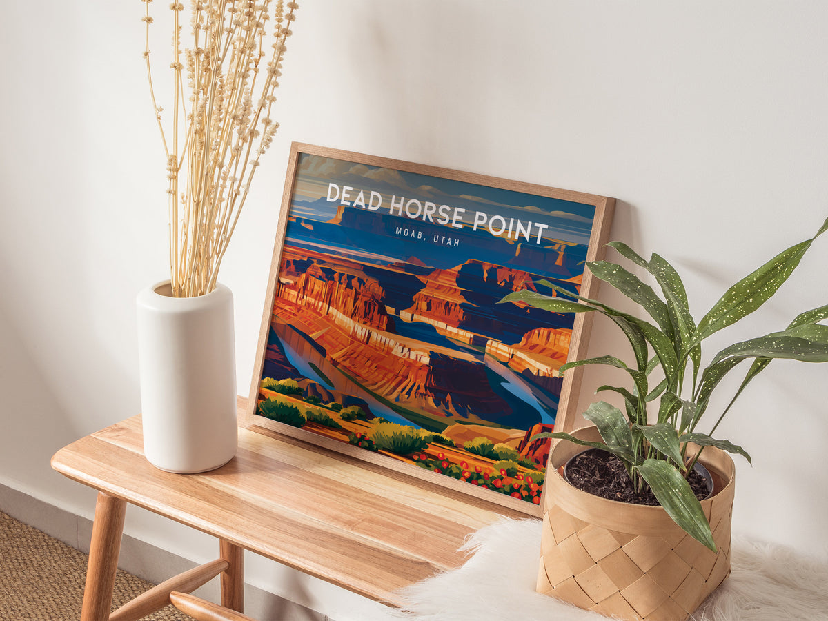 Dead Horse Point Landscape Poster | Moab, Utah Framed or Unframed Vacation Wall Art — 20x16 in