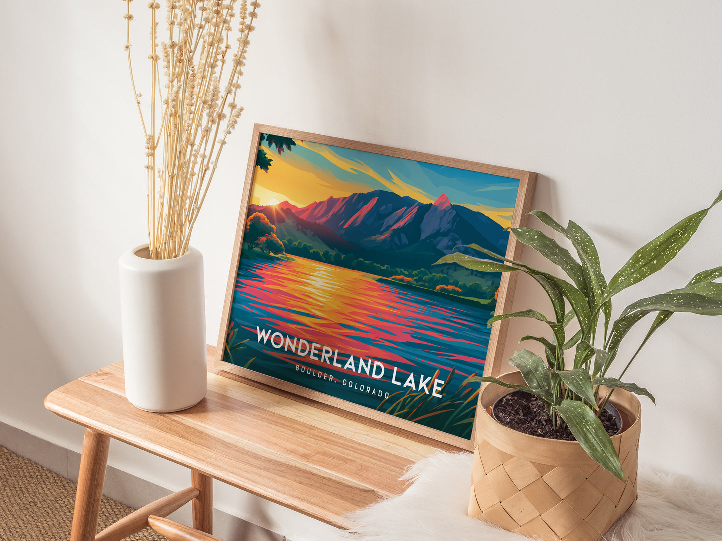 Wonderland Lake Landscape Poster | Boulder, Colorado Travel Wall Art — 20x16 in