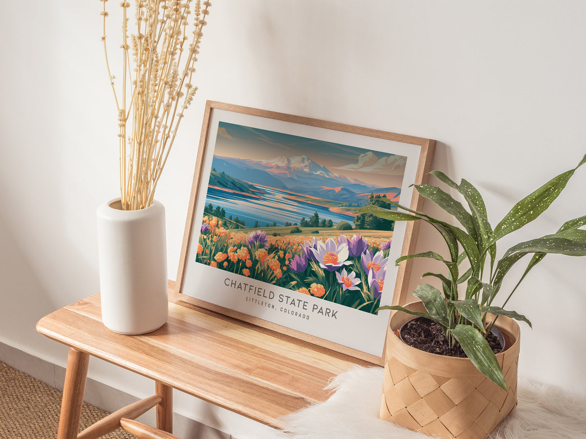 Chatfield State Park Landscape Matte Border Poster | Littleton, Colorado Framed or Unframed Destination Print — 20x16 in