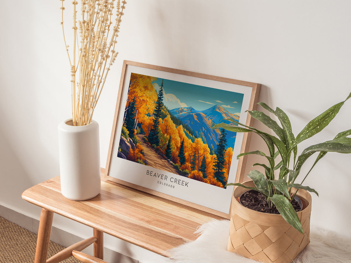 Beaver Creek Landscape Matte Border Poster | Colorado Destination Print Travel Wall Art — 20x16 in