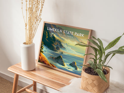 Limekiln State Park Landscape Poster | Big Sur, California Vacation Wall Art — 20x16 in