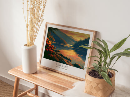 Lake Lure Landscape Matte Border Poster | North Carolina Travel Wall Art — 20x16 in
