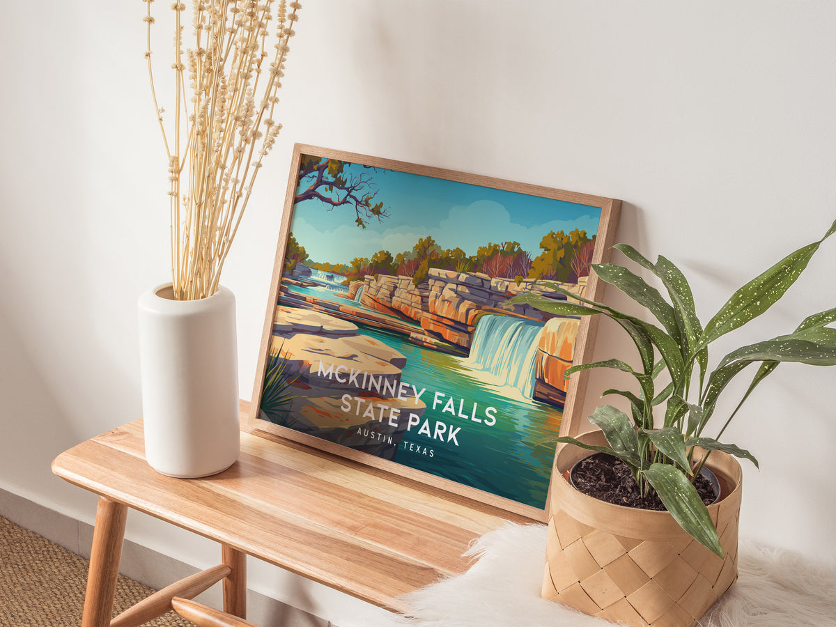 McKinney Falls State Park Landscape Poster | Austin, Texas Vacation Wall Art — 20x16 in