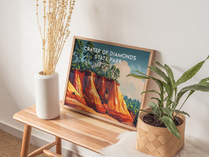 Crater of Diamonds State Park Landscape Poster | Arkansas Gem Hunting Travel Wall Art — 20x16 in