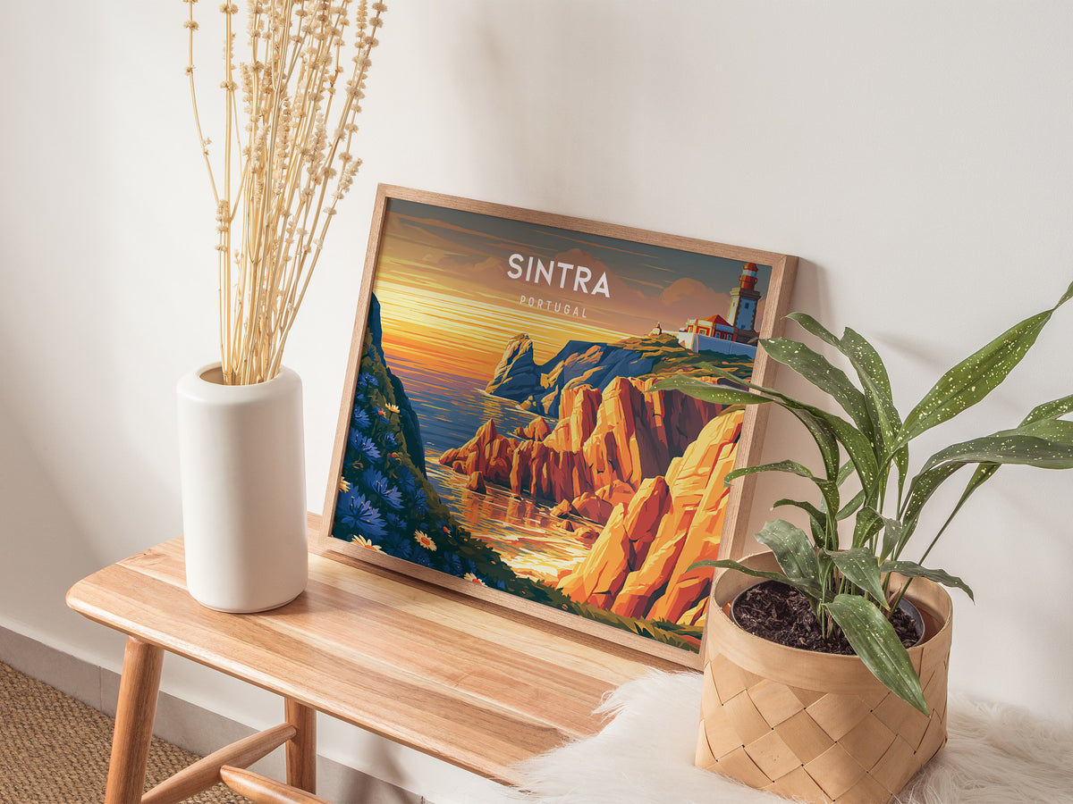 Sintra, Portugal Landscape Poster | Fairy-Tale Castle & Garden Travel Gift Wall Art — 20x16 in